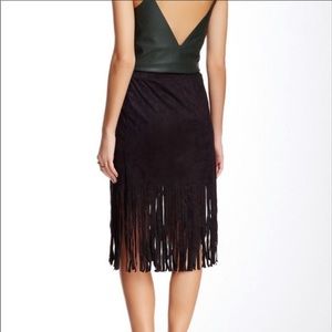 ROMEO + JULIET Couture Faux Suede Fringed Midi Skirt